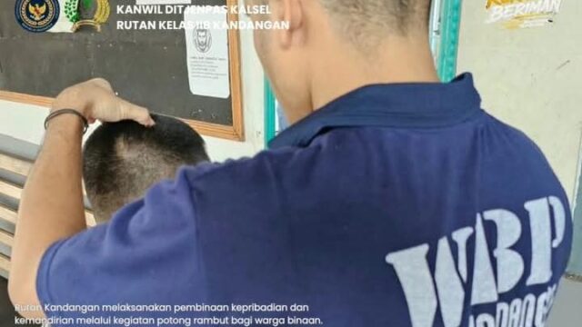 Rutan Kandangan Dorong Kemandirian Warga Binaan Lewat Keterampilan Potong Rambut