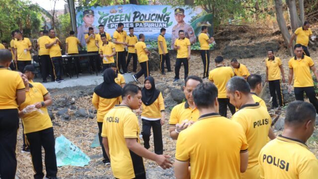 Polres Pasuruan Gelar Olahraga Bersama dan Green Policing, Bersihkan Sungai Bekacak